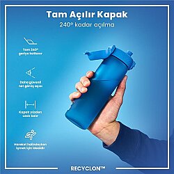 ION8 Geri Dönüştürülmüş Plastik Sızdırmaz İnce Suluk 500 Ml - Recyclon Mavi - 5