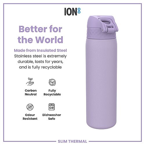ION8 Sızdırmaz İnce Su Termosu ( 500 ml )- Açık Mor - 5