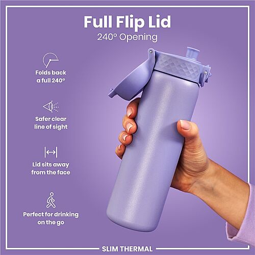 ION8 Sızdırmaz İnce Su Termosu ( 500 ml )- Açık Mor - 4