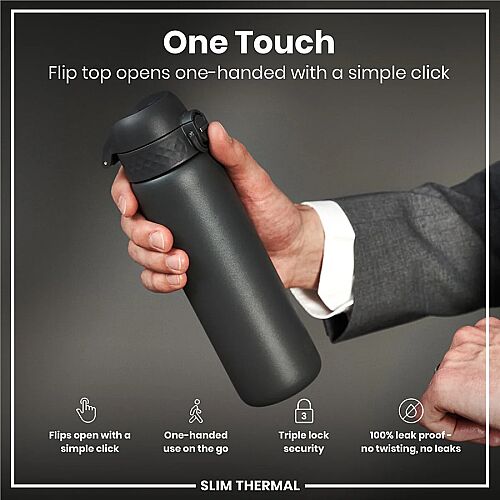 ION8 Sızdırmaz İnce Su Termosu (500 ml )- Gri - 2