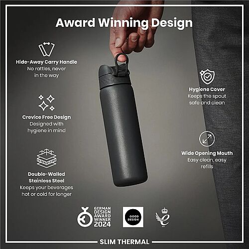 ION8 Sızdırmaz İnce Su Termosu (500 ml )- Gri - 4