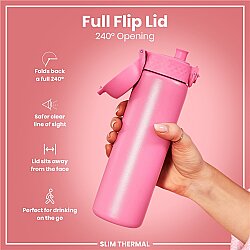 ION8 Sızdırmaz İnce Su Termosu ( 500 ml )- Gül Pembesi - 4