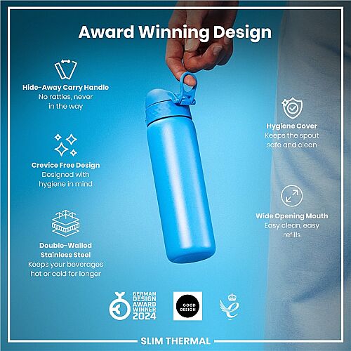 ION8 Sızdırmaz İnce Su Termosu (500 ml )- Mavi - 2