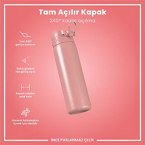 ION8 Sızdırmaz Paslanmaz Çelik İnce Suluk (600 ml) - Gül Pembe - 4