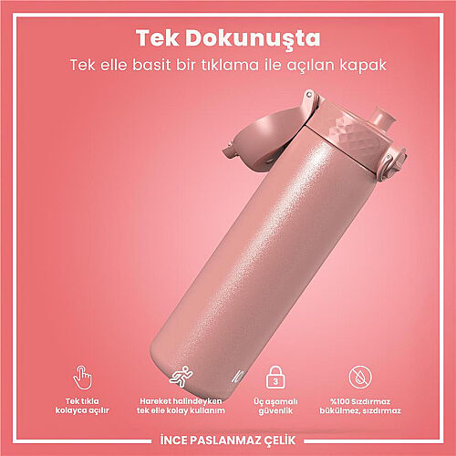 ION8 Sızdırmaz Paslanmaz Çelik İnce Suluk (600 ml) - Gül Pembe - 5