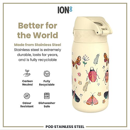ION8 Paslanmaz Çelik Sızdırmaz Çocuk Suluğu 400 Ml - Böcekler Alemi - 5