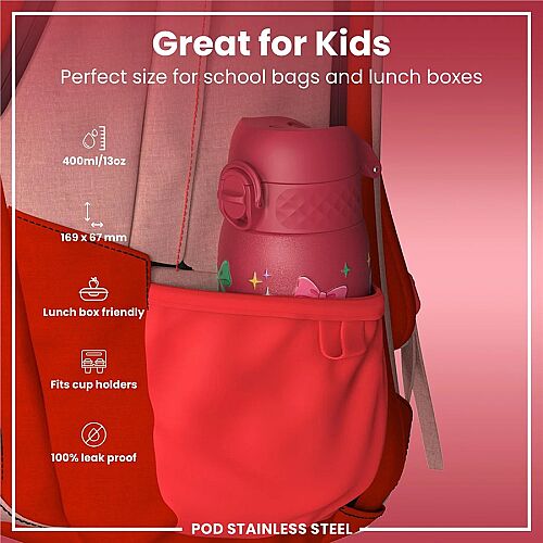 ION8 Paslanmaz Çelik Sızdırmaz Çocuk Suluğu (400 ml) - Fiyonklar - 2