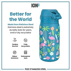 ION8 Paslanmaz Çelik Sızdırmaz Çocuk Suluğu 400 Ml - Flamingolar - 5