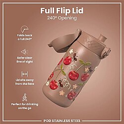 ION8 Paslanmaz Çelik Sızdırmaz Çocuk Suluğu (400 ml) - Kirazlar - 4