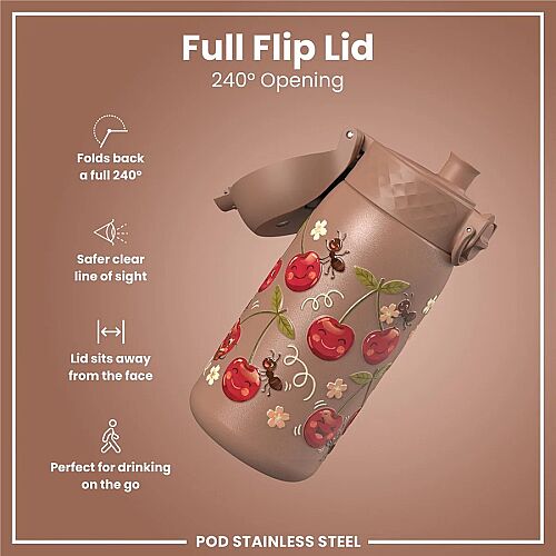 ION8 Paslanmaz Çelik Sızdırmaz Çocuk Suluğu (400 ml) - Kirazlar - 4
