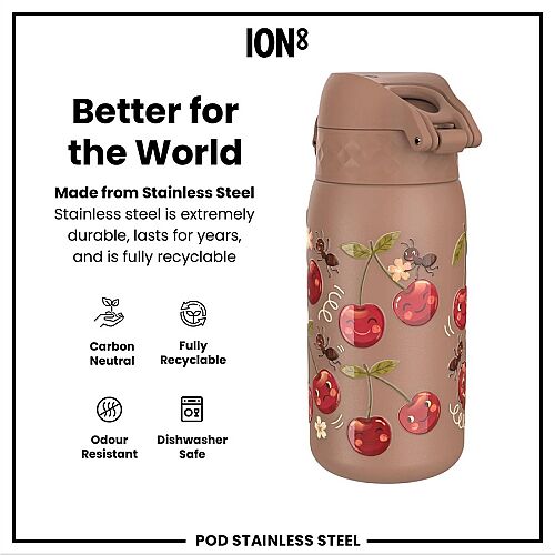 ION8 Paslanmaz Çelik Sızdırmaz Çocuk Suluğu (400 ml) - Kirazlar - 5