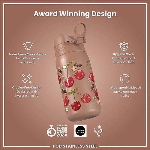 ION8 Paslanmaz Çelik Sızdırmaz Çocuk Suluğu (400 ml) - Kirazlar - 6