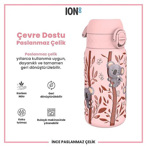 ION8 Paslanmaz Çelik Sızdırmaz Çocuk Suluğu (400 ml) - Koala - 3