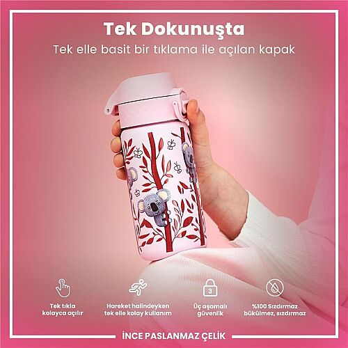 ION8 Paslanmaz Çelik Sızdırmaz Çocuk Suluğu (400 ml) - Koala - 4