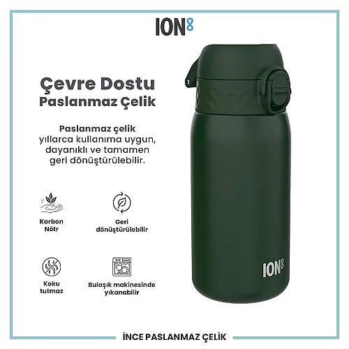 ION8 Paslanmaz Çelik Sızdırmaz Çocuk Suluğu (400 ml) - Koyu Yeşil - 2