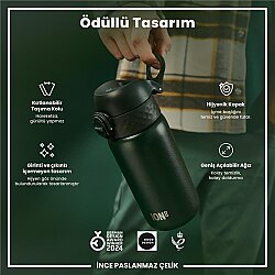 ION8 Paslanmaz Çelik Sızdırmaz Çocuk Suluğu (400 ml) - Koyu Yeşil - 3