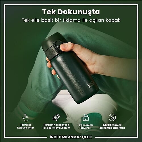 ION8 Paslanmaz Çelik Sızdırmaz Çocuk Suluğu (400 ml) - Koyu Yeşil - 4