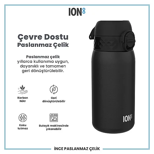 ION8 Paslanmaz Çelik Sızdırmaz Çocuk Suluğu 400 Ml - Siyah - 2
