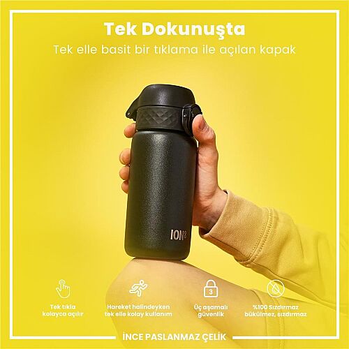 ION8 Paslanmaz Çelik Sızdırmaz Çocuk Suluğu 400 Ml - Siyah - 4