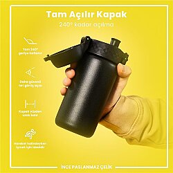 ION8 Paslanmaz Çelik Sızdırmaz Çocuk Suluğu 400 Ml - Siyah - 5