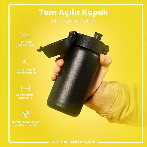 ION8 Paslanmaz Çelik Sızdırmaz Çocuk Suluğu 400 Ml - Siyah - 5