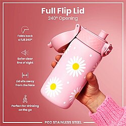 ION8 Paslanmaz Çelik Sızdırmaz Çocuk Suluğu (400 ml) - Papatyalar - 4