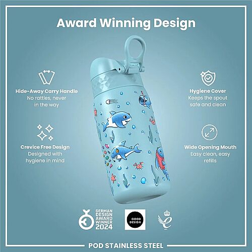 ION8 Sızdırmaz Çocuk Su Termosu 320 Ml - Köpekbalıkları - 6