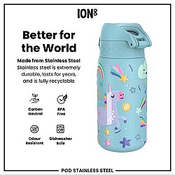 ION8 Sızdırmaz Çocuk Su Termosu (320 ml) - Mavi Unicorn - 5
