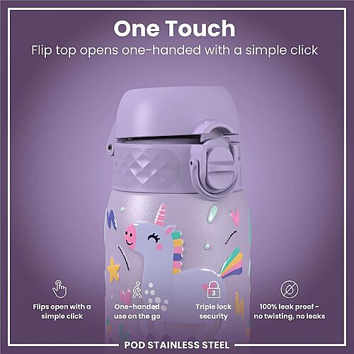 ION8 Sızdırmaz Çocuk Su Termosu (320 ml )- Mor Unicorn - 3