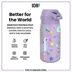 ION8 Sızdırmaz Çocuk Su Termosu (320 ml )- Mor Unicorn - 5