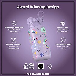 ION8 Sızdırmaz Çocuk Su Termosu (320 ml )- Mor Unicorn - 6