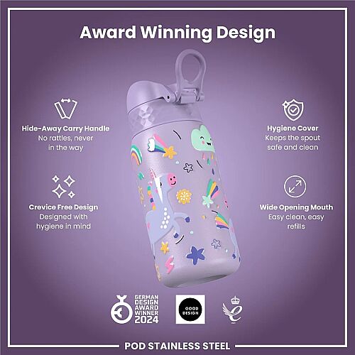ION8 Sızdırmaz Çocuk Su Termosu (320 ml )- Mor Unicorn - 6