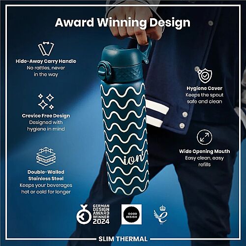 ION8 Sızdırmaz İnce Su Termosu (500 ml )- Dalga - 6