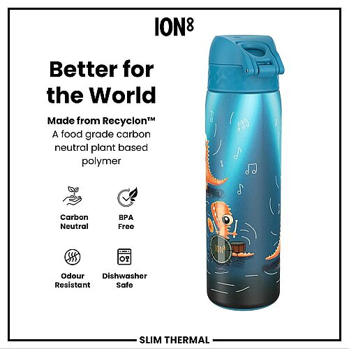 ION8 Sızdırmaz İnce Su Termosu (500 ml) - Dinozor Grubu - 6
