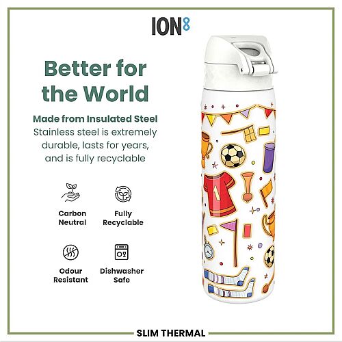 ION8 Sızdırmaz İnce Su Termosu (500 ml) - Futbol - 5