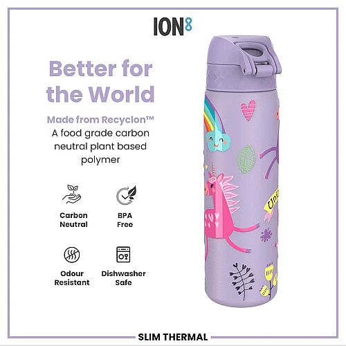 ION8 Sızdırmaz İnce Mor Su Termosu (500 ml) - Unicorn - 5