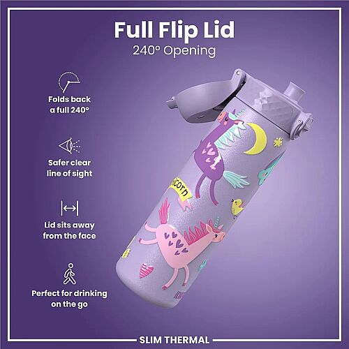 ION8 Sızdırmaz İnce Mor Su Termosu (500 ml) - Unicorn - 4