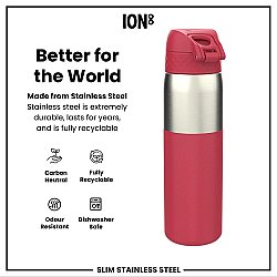 ION8 Sızdırmaz Paslanmaz Çelik İnce Suluk ( 600 ml )- Fuşya - 5