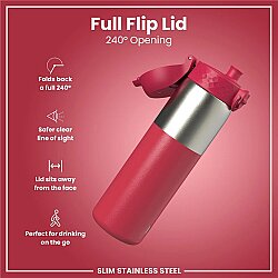 ION8 Sızdırmaz Paslanmaz Çelik İnce Suluk ( 600 ml )- Fuşya - 4