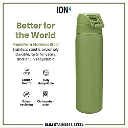 ION8 Sızdırmaz Paslanmaz Çelik İnce Suluk (600 ml) - Haki Yeşili - 5