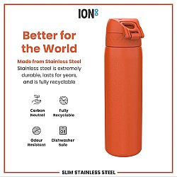 ION8 Sızdırmaz Paslanmaz Çelik İnce Suluk (600 ml) - Turuncu - 5