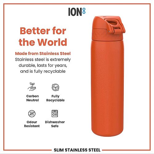 ION8 Sızdırmaz Paslanmaz Çelik İnce Suluk (600 ml) - Turuncu - 5