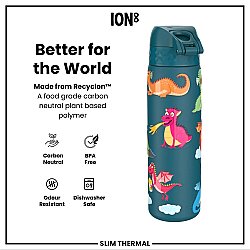 ION8 Sızdırmaz Petrol Mavisi İnce Su Termosu (500 ml) - Ejderhalar - 6