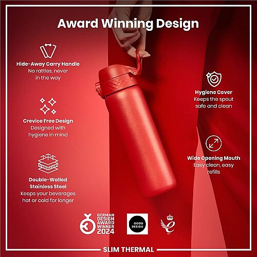 ION8 Sızdırmaz İnce Su Termosu (500 ml) - Kırmızı - 5