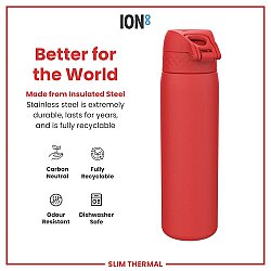 ION8 Sızdırmaz İnce Su Termosu (500 ml) - Kırmızı - 6
