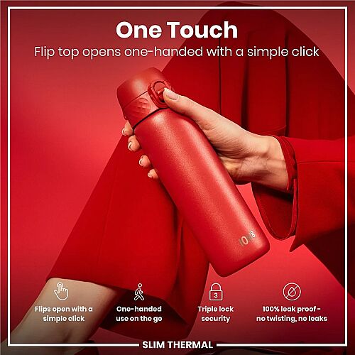 ION8 Sızdırmaz İnce Su Termosu (500 ml) - Kırmızı - 3