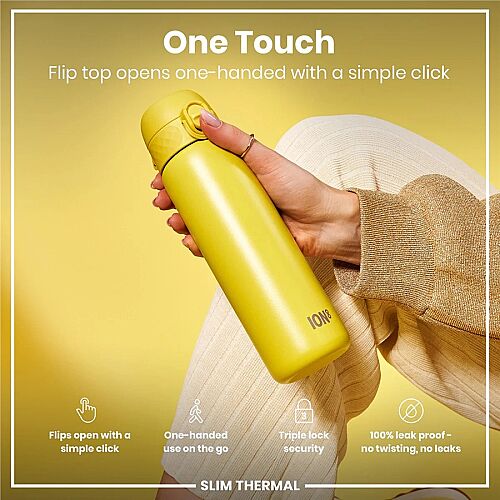 ION8 Sızdırmaz İnce Su Termosu (500 ml )- Sarı - 3
