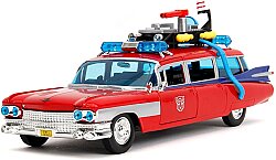 Jada Toys Transformers X Ghostbusters ECTO-1 Die-Cast Metal Model Araba, 1:24 Ölçek, Kırmızı-Beyaz A - 3