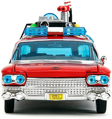 Jada Toys Transformers X Ghostbusters ECTO-1 Die-Cast Metal Model Araba, 1:24 Ölçek, Kırmızı-Beyaz A - 2
