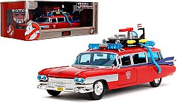 Jada Toys Transformers X Ghostbusters ECTO-1 Die-Cast Metal Model Araba, 1:24 Ölçek, Kırmızı-Beyaz A - Jada